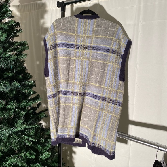 Two by Vince Camuto Mohair Wool Open Vest Plaid Cardigan Small - Picture 5 of 6